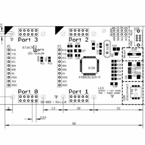 stack2Learn SB-002 V1.00: 8051 Mikrocontrollerboard mit AT89C513